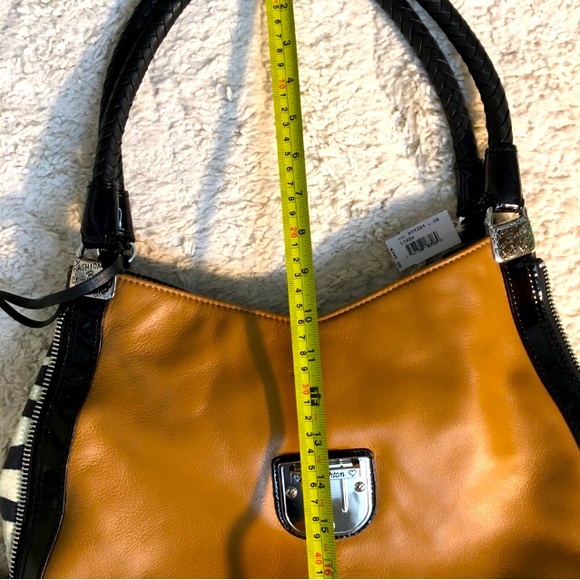 New Brighton Bag Leather Caramel Zebra Silver Hardware Shoulder w/box - Picture 11 of 15
